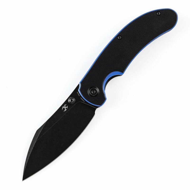 Nesstreet Thumb Stub Knife Black & Blue G10 Handle (3.58”154CM Blade) Karambit Maker-T1039A4 | Folding Pocket Knives