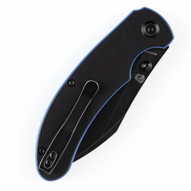 Nesstreet Thumb Stub Knife Black & Blue G10 Handle (3.58”154CM Blade) Karambit Maker-T1039A4 | Folding Pocket Knives