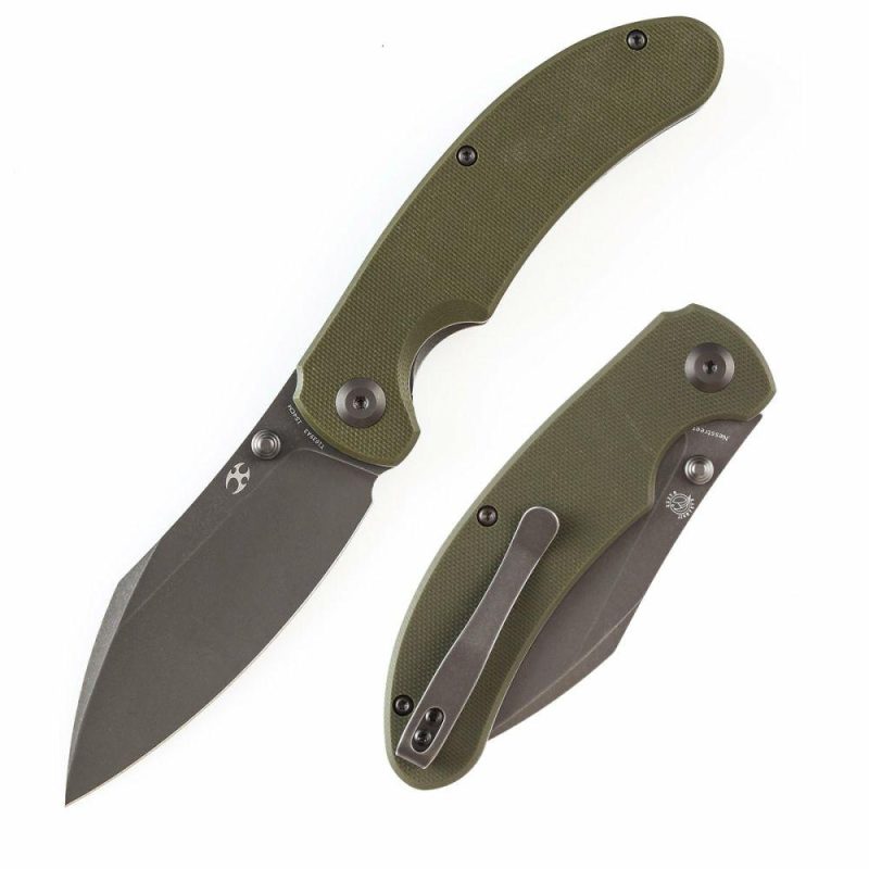 Nesstreet Thumb Stub Knife Olive Green G10 Handle (3.58”154CM Blade) Karambit Maker-T1039A3 | Folding Pocket Knives