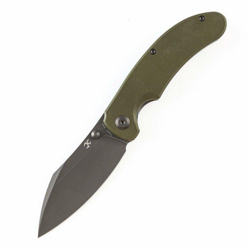 Nesstreet Thumb Stub Knife Olive Green G10 Handle (3.58”154CM Blade) Karambit Maker-T1039A3 | Folding Pocket Knives