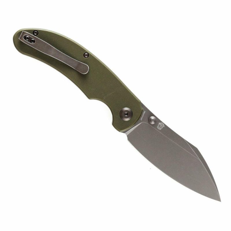 Nesstreet Thumb Stub Knife Olive Green G10 Handle (3.58”154CM Blade) Karambit Maker-T1039A3 | Folding Pocket Knives