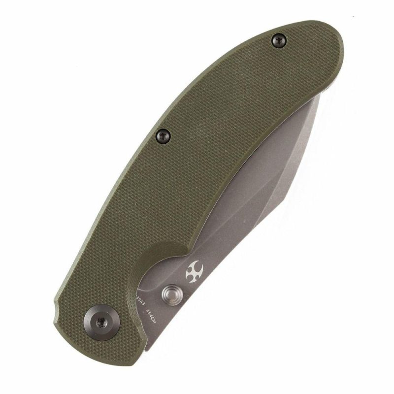 Nesstreet Thumb Stub Knife Olive Green G10 Handle (3.58”154CM Blade) Karambit Maker-T1039A3 | Folding Pocket Knives