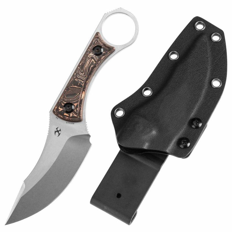 Niko Fixed Knife Copper Carbon Fiber Handle (3.54”D2 Blade ) with Sheath Marco Knives Design -G004A5 | Fixed Blades