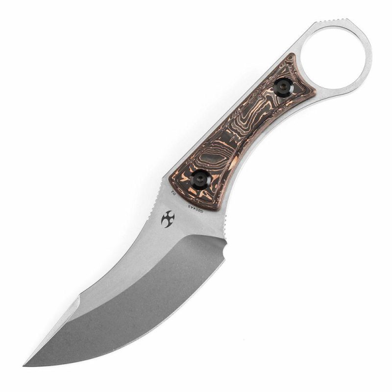 Niko Fixed Knife Copper Carbon Fiber Handle (3.54”D2 Blade ) with Sheath Marco Knives Design -G004A5 | Fixed Blades