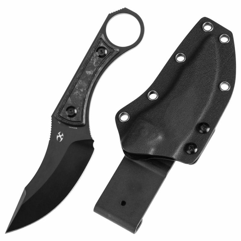 Niko Fixed Knife Shred Carbon Fiber Handle (3.54”D2 Blade ) with Sheath Marco Knives Design -G004A1 | Fixed Blades