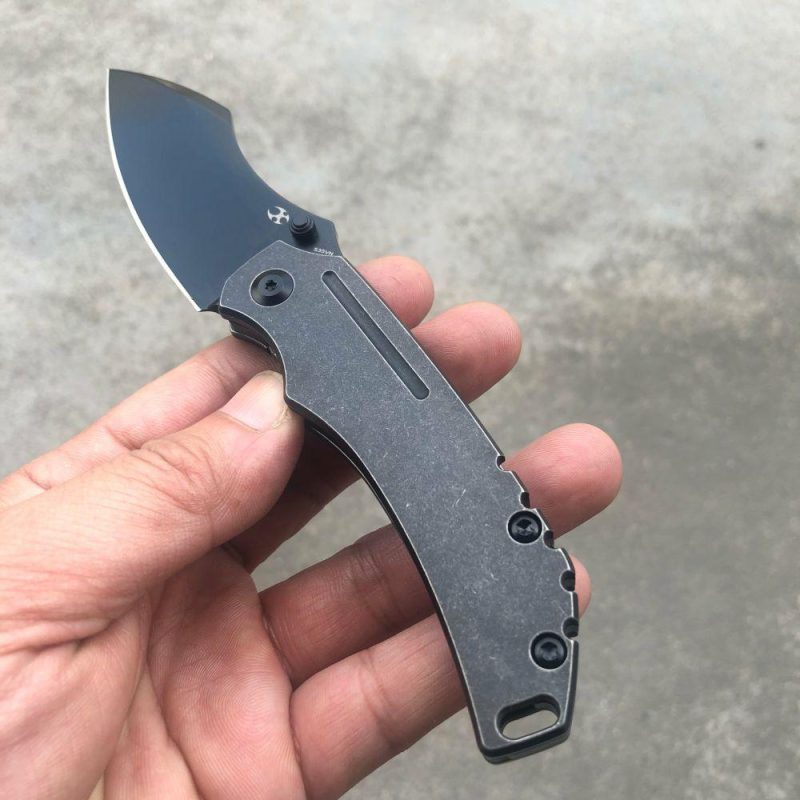 Pelican Edc Thumb Studs/Flipper Knife Coating 6AL4V Titanium Handle(3.0" CPM S35VN Blade)Kmaxrom Design- K1018A4 Black | Folding Pocket Knives