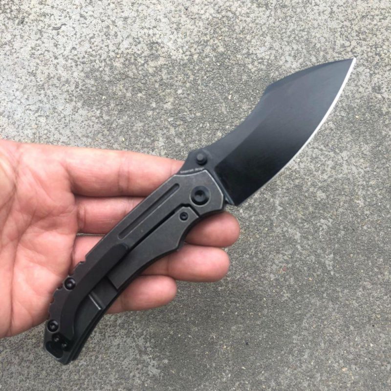 Pelican Edc Thumb Studs/Flipper Knife Coating 6AL4V Titanium Handle(3.0" CPM S35VN Blade)Kmaxrom Design- K1018A4 Black | Folding Pocket Knives