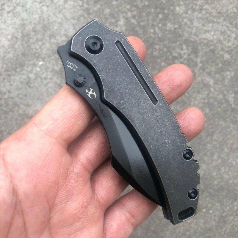 Pelican Edc Thumb Studs/Flipper Knife Coating 6AL4V Titanium Handle(3.0" CPM S35VN Blade)Kmaxrom Design- K1018A4 Black | Folding Pocket Knives