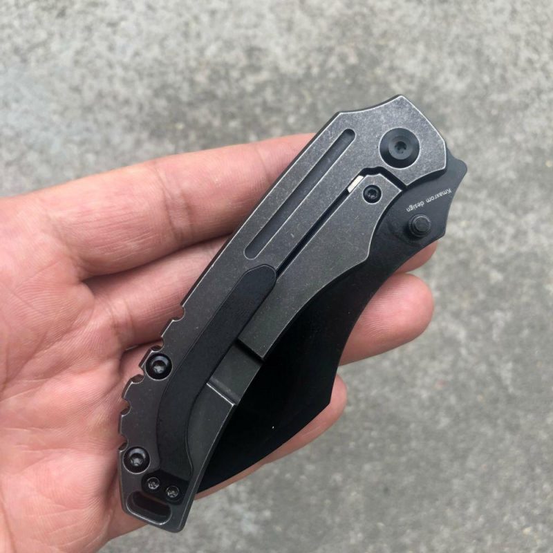 Pelican Edc Thumb Studs/Flipper Knife Coating 6AL4V Titanium Handle(3.0" CPM S35VN Blade)Kmaxrom Design- K1018A4 Black | Folding Pocket Knives