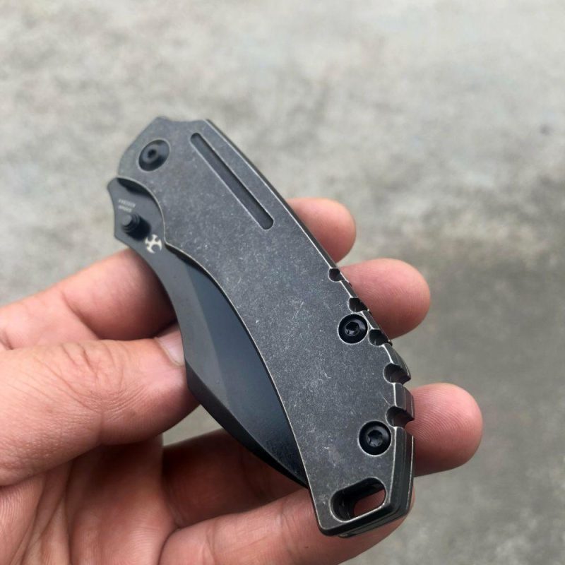 Pelican Edc Thumb Studs/Flipper Knife Coating 6AL4V Titanium Handle(3.0" CPM S35VN Blade)Kmaxrom Design- K1018A4 Black | Folding Pocket Knives