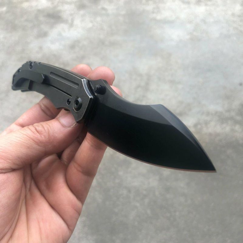 Pelican Edc Thumb Studs/Flipper Knife Coating 6AL4V Titanium Handle(3.0" CPM S35VN Blade)Kmaxrom Design- K1018A4 Black | Folding Pocket Knives