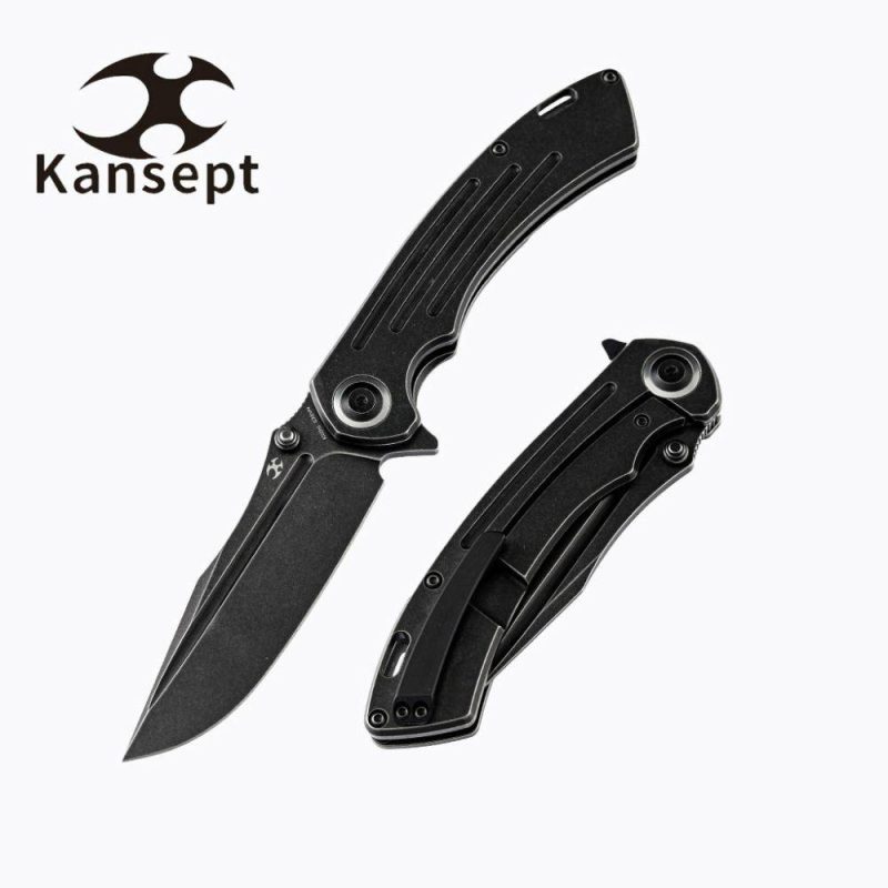 Pretatout K1032A1 Black Anodized Titanium Handle Black TiCn Cotaed CPM-S35VN with Kmaxrom Design | Folding Pocket Knives