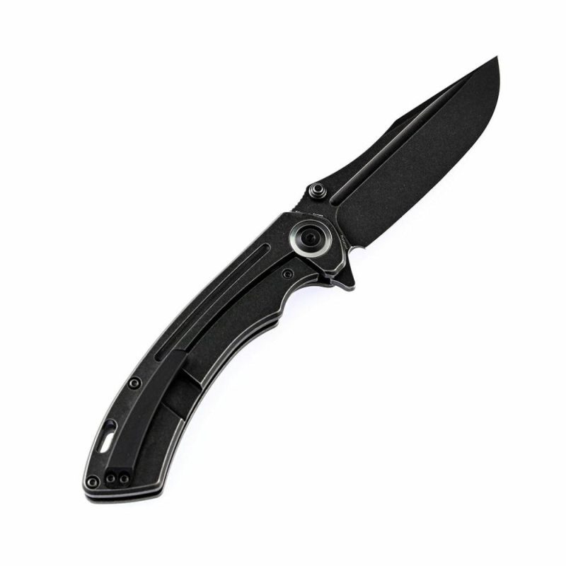 Pretatout K1032A1 Black Anodized Titanium Handle Black TiCn Cotaed CPM-S35VN with Kmaxrom Design | Folding Pocket Knives