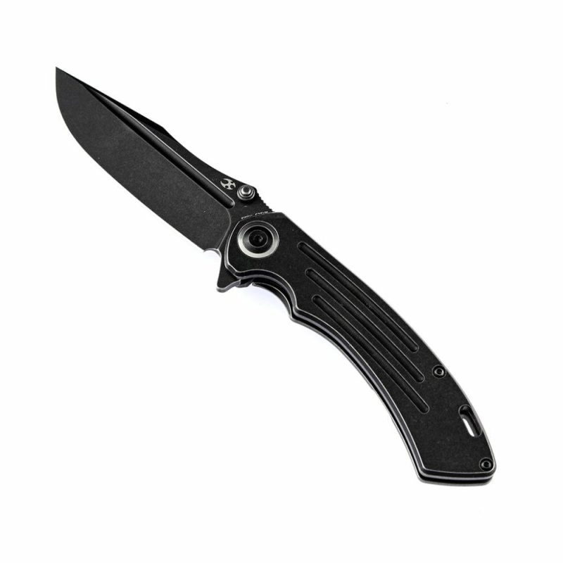 Pretatout K1032A1 Black Anodized Titanium Handle Black TiCn Cotaed CPM-S35VN with Kmaxrom Design | Folding Pocket Knives