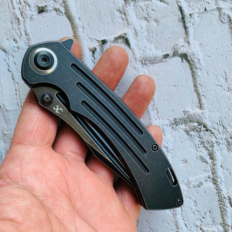 Pretatout K1032A1 Black Anodized Titanium Handle Black TiCn Cotaed CPM-S35VN with Kmaxrom Design | Folding Pocket Knives