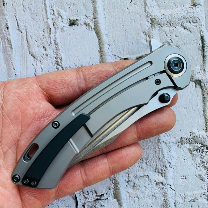 Pretatout K1032A2 Titanium Handle CPM-S35VN Blade with Kmaxrom Design | Folding Pocket Knives