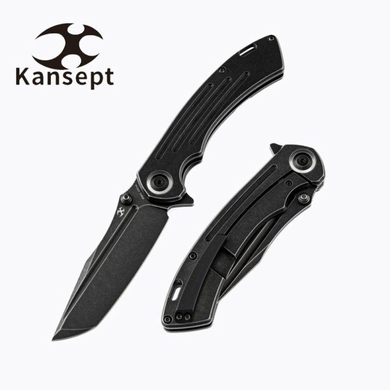 Pretatout K1032T2 Black TiCn Cotaed CPM-S35VN Handle Blade Black Anodized Titanium Handle Handle with Kmaxrom Design | Folding Pocket Knives