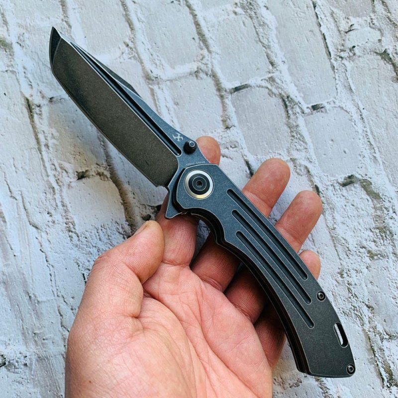 Pretatout K1032T2 Black TiCn Cotaed CPM-S35VN Handle Blade Black Anodized Titanium Handle Handle with Kmaxrom Design | Folding Pocket Knives