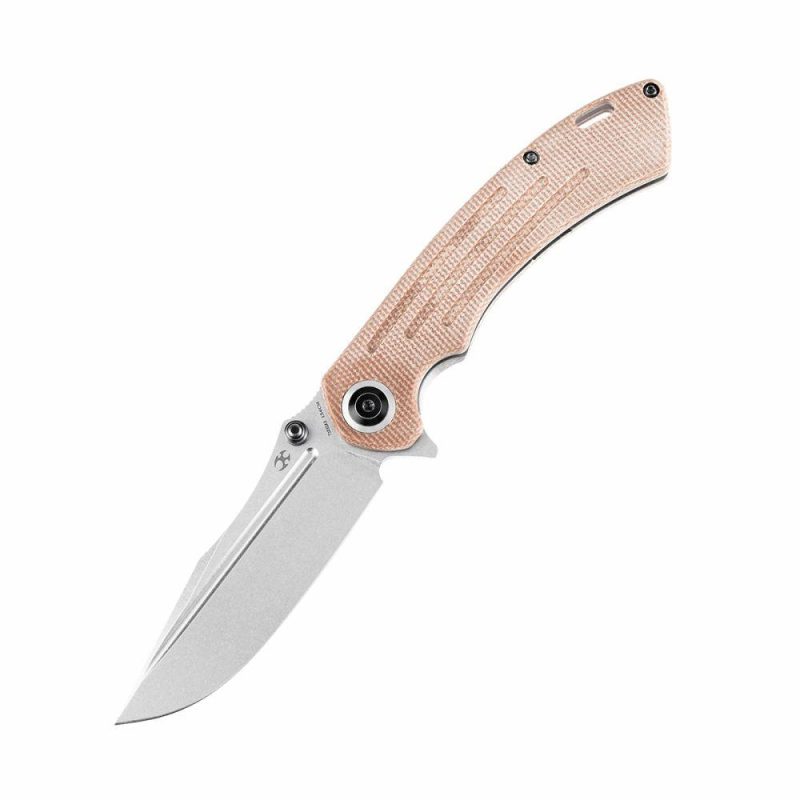 Pretatout T1032A3 Stonewashed 154CM BladeBrown Micarta Handle with Kmaxrom Design | Folding Pocket Knives