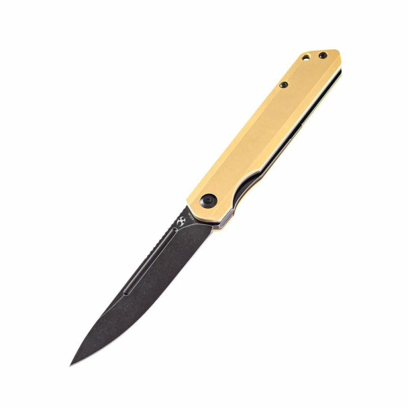 Prickle Flipper Knife Brass Handle (3.53"CPM-S35VN Blade)Max Tkachuk Design -K1012B1 Brass | Folding Pocket Knives