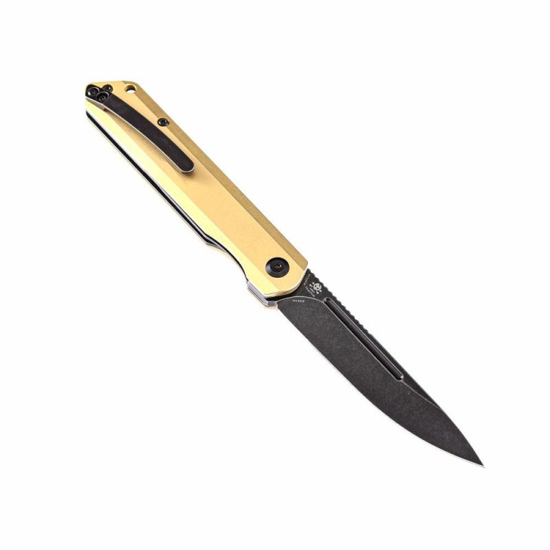 Prickle Flipper Knife Brass Handle (3.53"CPM-S35VN Blade)Max Tkachuk Design -K1012B1 Brass | Folding Pocket Knives