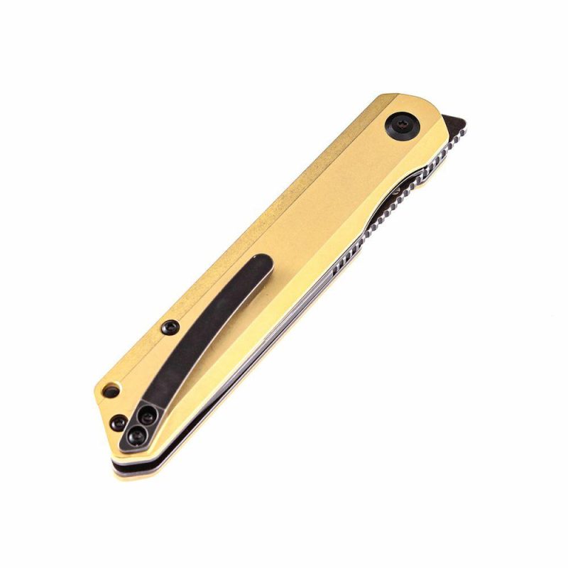 Prickle Flipper Knife Brass Handle (3.53"CPM-S35VN Blade)Max Tkachuk Design -K1012B1 Brass | Folding Pocket Knives