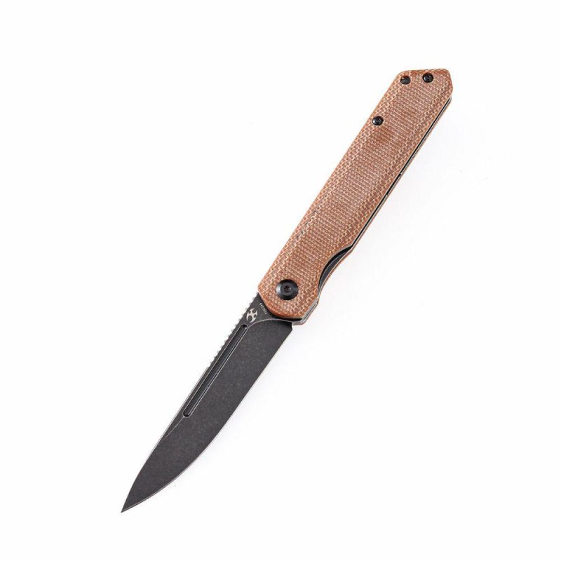 Prickle Flipper Knife Brown Micarta Handle (3.53”154CM Blade) Max Tkachuk Design-T1012A5 Brown | Folding Pocket Knives