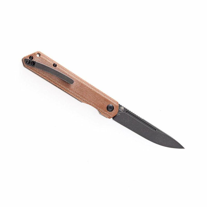 Prickle Flipper Knife Brown Micarta Handle (3.53”154CM Blade) Max Tkachuk Design-T1012A5 Brown | Folding Pocket Knives