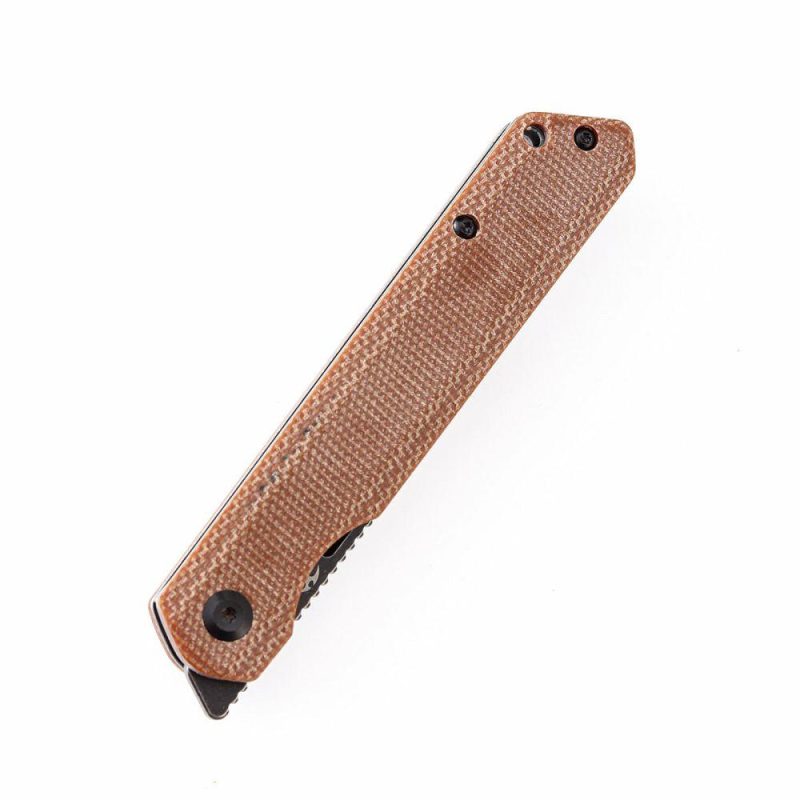 Prickle Flipper Knife Brown Micarta Handle (3.53”154CM Blade) Max Tkachuk Design-T1012A5 Brown | Folding Pocket Knives