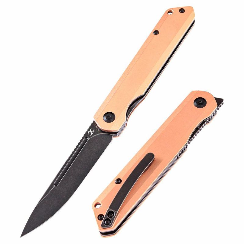 Prickle Flipper Knife Red Copper Handle (3.53"CPM-S35VN Blade)Max Tkachuk Design-K1012C1 Red Copper | Folding Pocket Knives