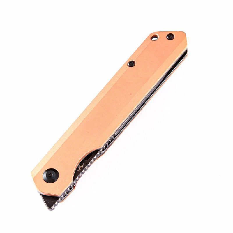 Prickle Flipper Knife Red Copper Handle (3.53"CPM-S35VN Blade)Max Tkachuk Design-K1012C1 Red Copper | Folding Pocket Knives