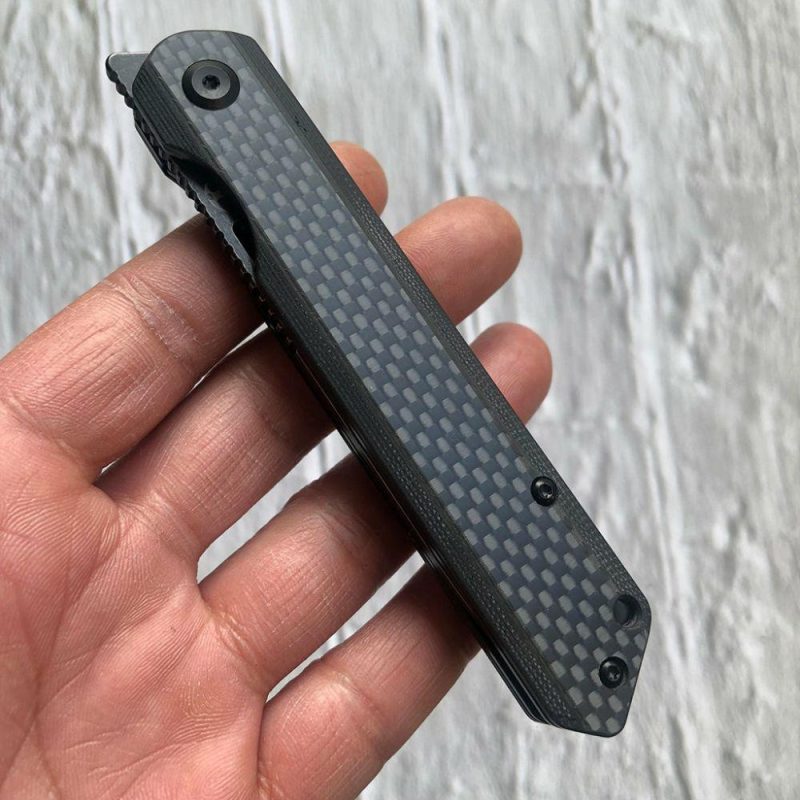 Prickle K1012A3 Gentlemen Front Flipper Twill Carbon Fiber Handle CPM-35VN Blade Black | Folding Pocket Knives