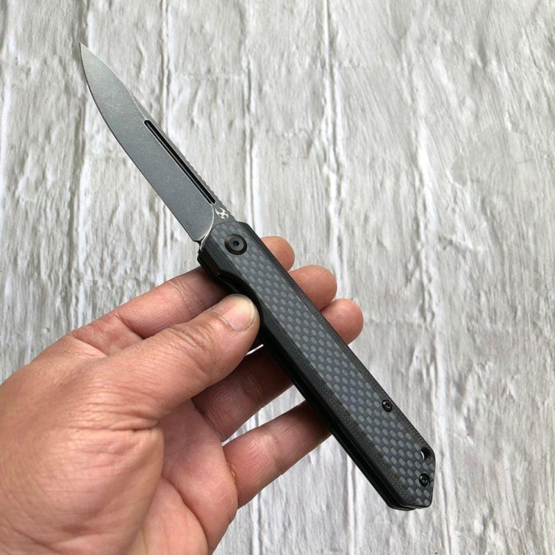 Prickle K1012A3 Gentlemen Front Flipper Twill Carbon Fiber Handle CPM-35VN Blade Black | Folding Pocket Knives