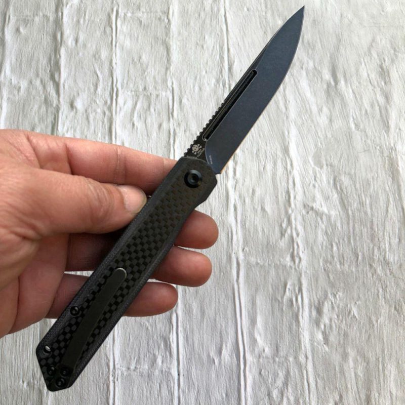 Prickle K1012A3 Gentlemen Front Flipper Twill Carbon Fiber Handle CPM-35VN Blade Black | Folding Pocket Knives