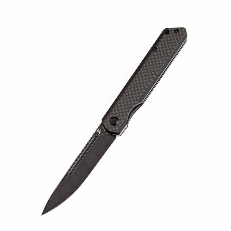 Prickle K1012A3 Gentlemen Front Flipper Twill Carbon Fiber Handle CPM-35VN Blade Black | Folding Pocket Knives