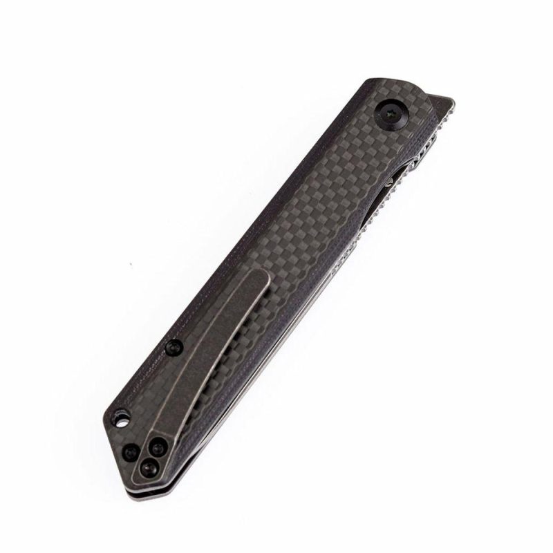 Prickle K1012A3 Gentlemen Front Flipper Twill Carbon Fiber Handle CPM-35VN Blade Black | Folding Pocket Knives