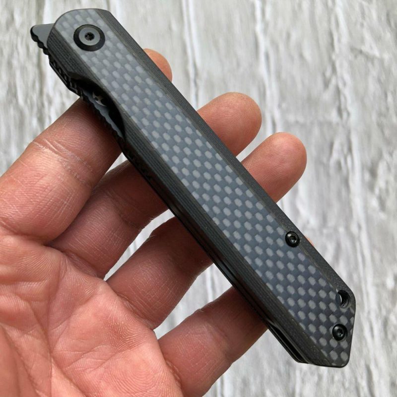 Prickle K1012T3 Max Tkachuk Design Front Flipper Twill Carbon Fiber Handle CPM-35VN Tanto Blade Black | Folding Pocket Knives