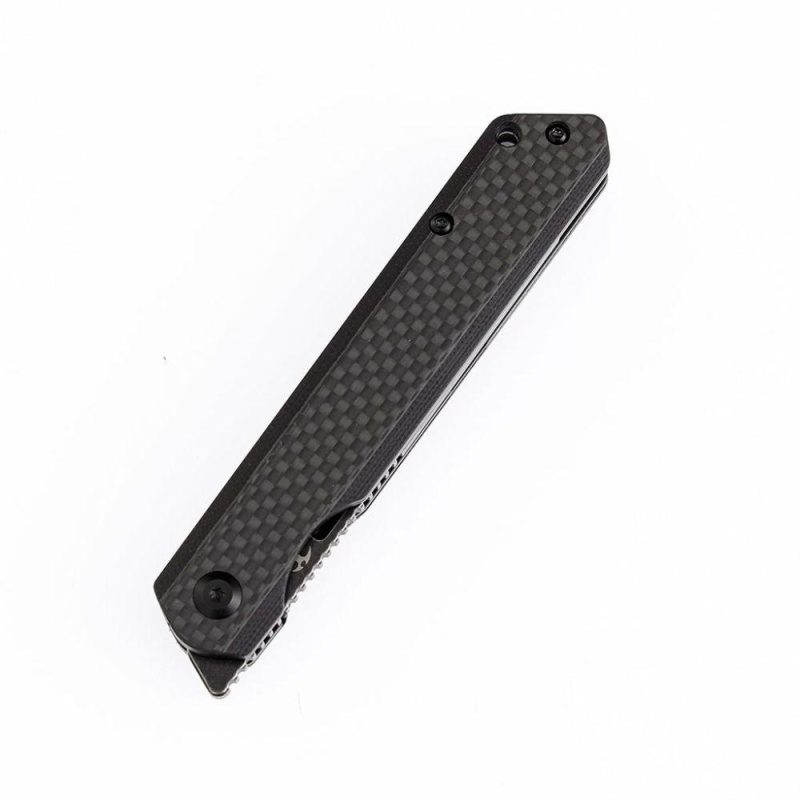 Prickle K1012T3 Max Tkachuk Design Front Flipper Twill Carbon Fiber Handle CPM-35VN Tanto Blade Black | Folding Pocket Knives