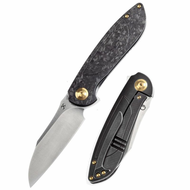 Prometheus Folding Knife Twill Carbon Fiber Handle(3.29” CPM S35VN Blade)D.O.C.K. Design-K1040A1 Black | Folding Pocket Knives