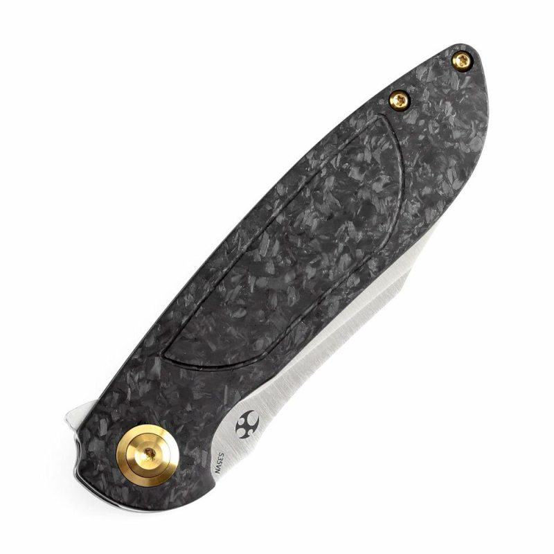 Prometheus Folding Knife Twill Carbon Fiber Handle(3.29” CPM S35VN Blade)D.O.C.K. Design-K1040A1 Black | Folding Pocket Knives