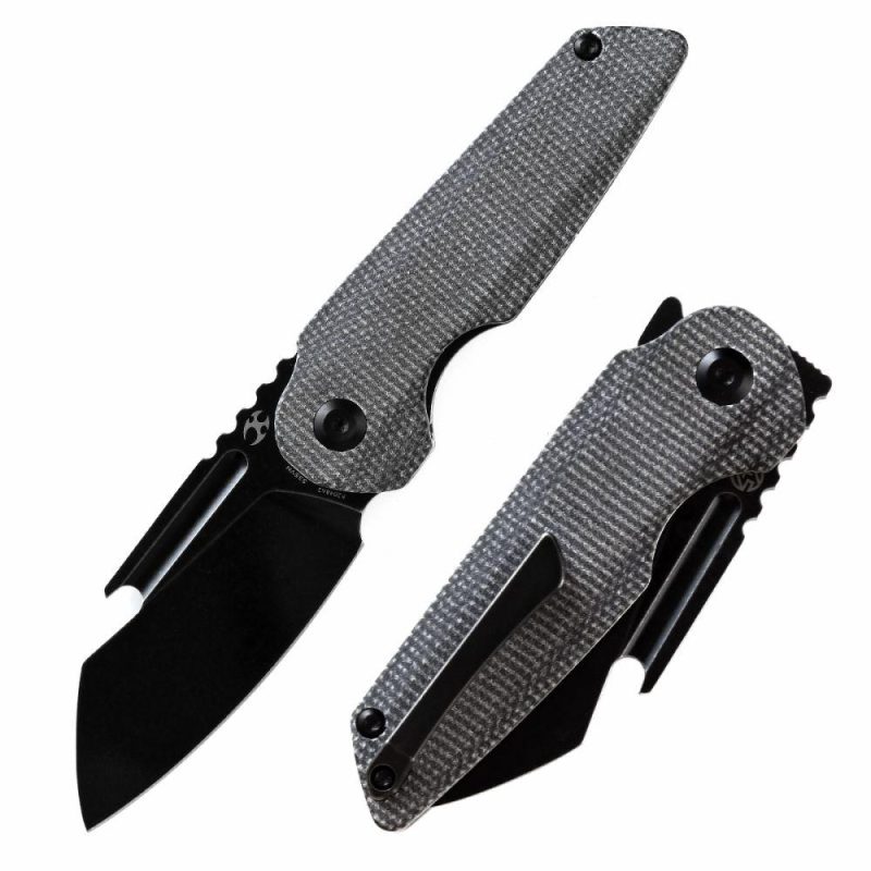 Rafe Flipper Knife Black Micarta Handle (2.6” CPM-S35VN Blade) 4T5 Design-K2048A2 Black | Folding Pocket Knives