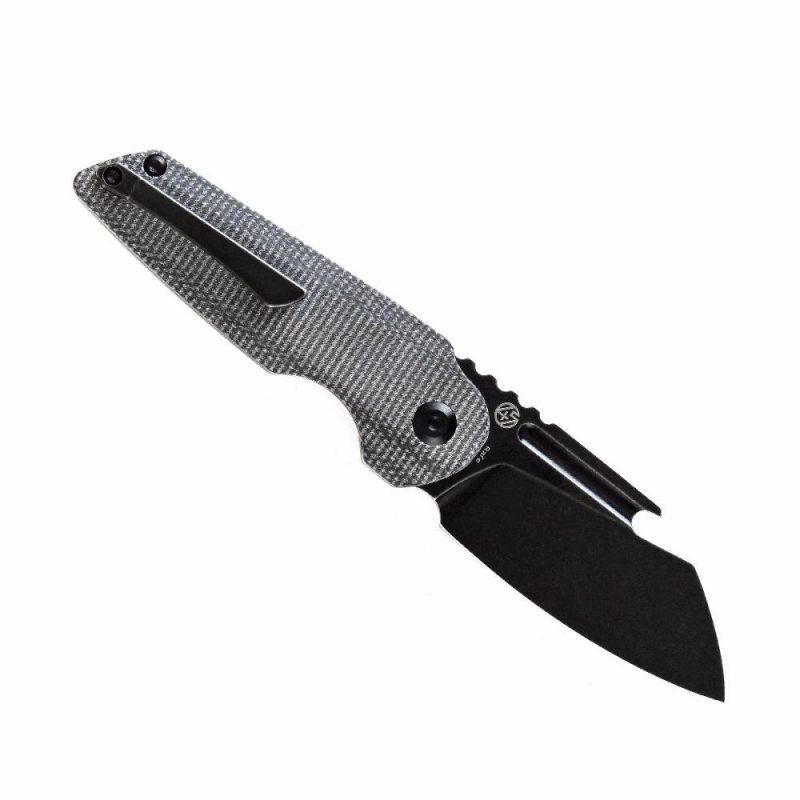 Rafe Flipper Knife Black Micarta Handle (2.6” CPM-S35VN Blade) 4T5 Design-K2048A2 Black | Folding Pocket Knives