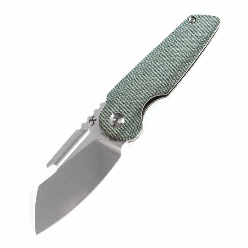 Rafe Flipper Knife Green Micarta Handle (2.6” CPM-S35VN Blade)4T5 Design -K2048A3 Green | Folding Pocket Knives