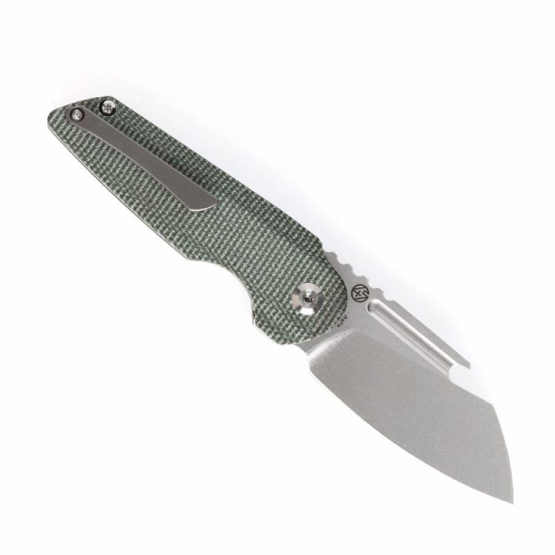 Rafe Flipper Knife Green Micarta Handle (2.6” CPM-S35VN Blade)4T5 Design -K2048A3 Green | Folding Pocket Knives