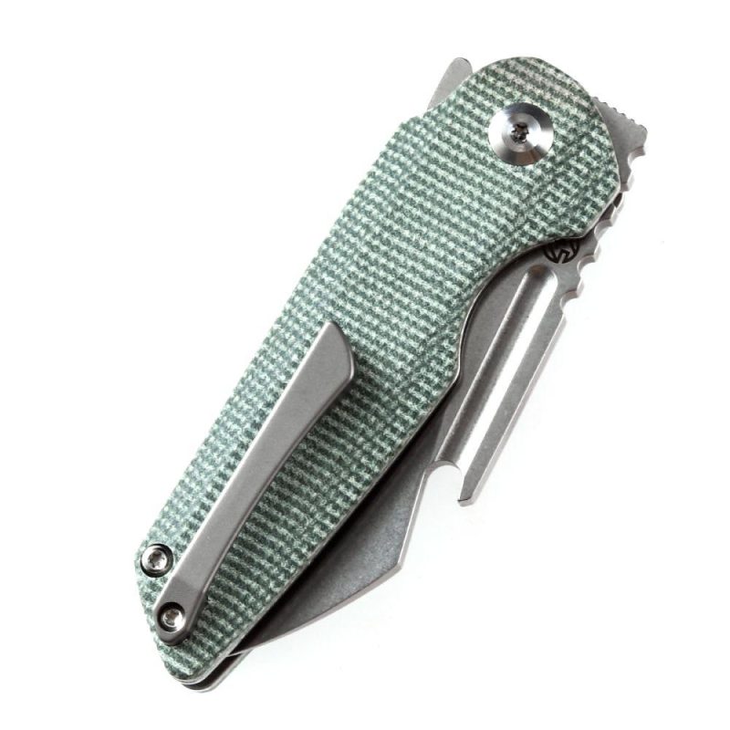 Rafe Flipper Knife Green Micarta Handle (2.6” CPM-S35VN Blade)4T5 Design -K2048A3 Green | Folding Pocket Knives