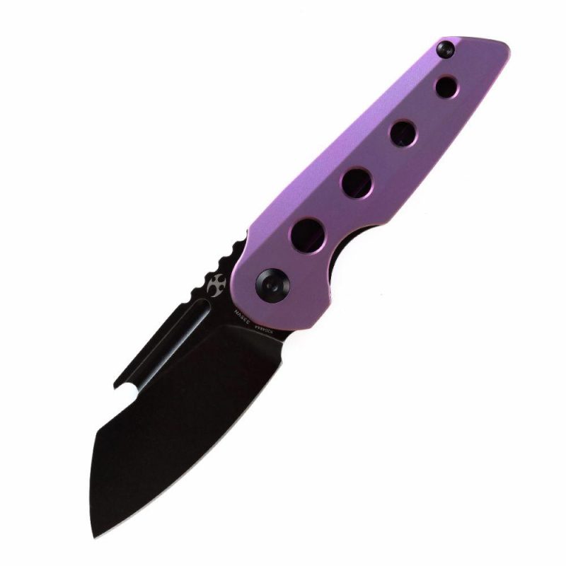 Rafe Flipper Knife Purple Anodized Titanium Handle (2.6” CPM-S35VN Blade)4T5 Design -K2048A4 Black/Purple | Folding Pocket Knives