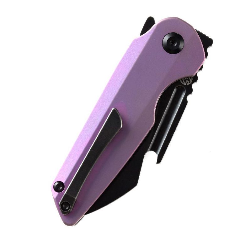 Rafe Flipper Knife Purple Anodized Titanium Handle (2.6” CPM-S35VN Blade)4T5 Design -K2048A4 Black/Purple | Folding Pocket Knives