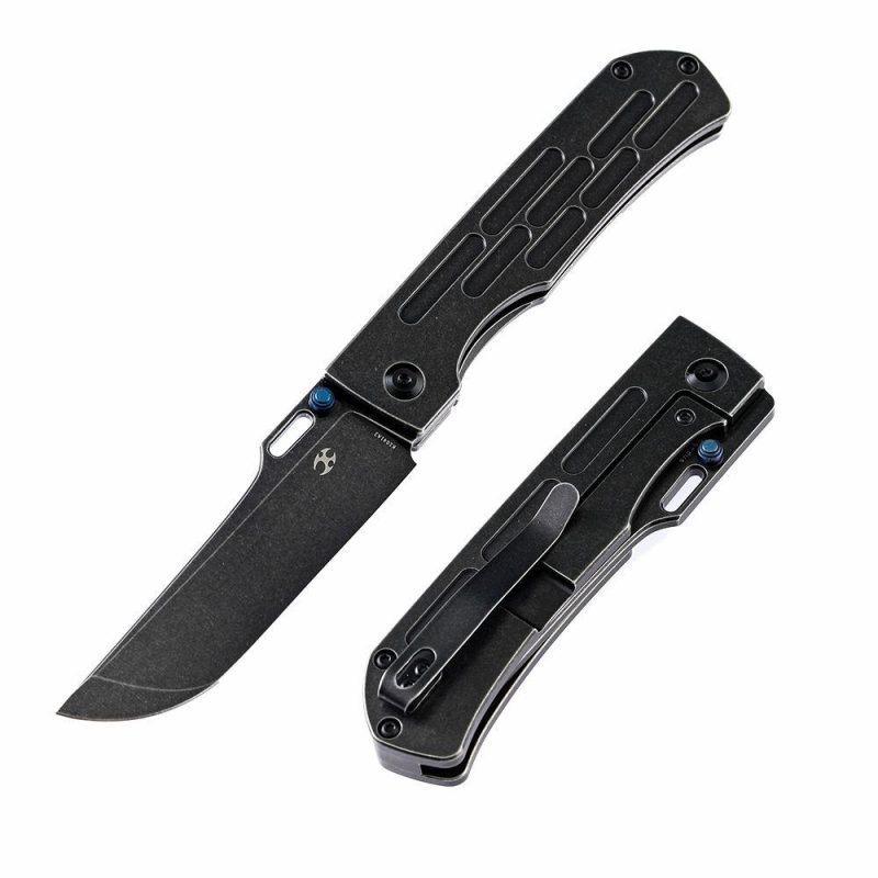 Reedus K1041A1 Black TiCn Coated and Stonewashed CPM-S35V Black TiCn Coated and Stonewashed Titanium with D.O.C.K. Design Black | Folding Pocket Knives