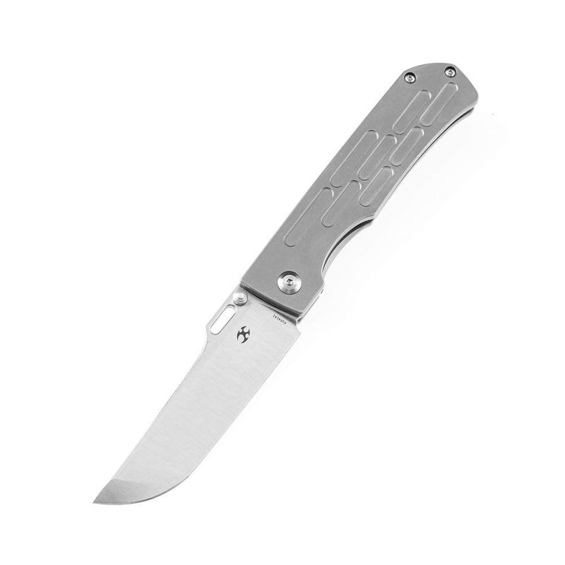 Reedus K1041A2 Satin CPM-S35VN Plain Titanium Handle with D.O.C.K. Design Gray | Folding Pocket Knives