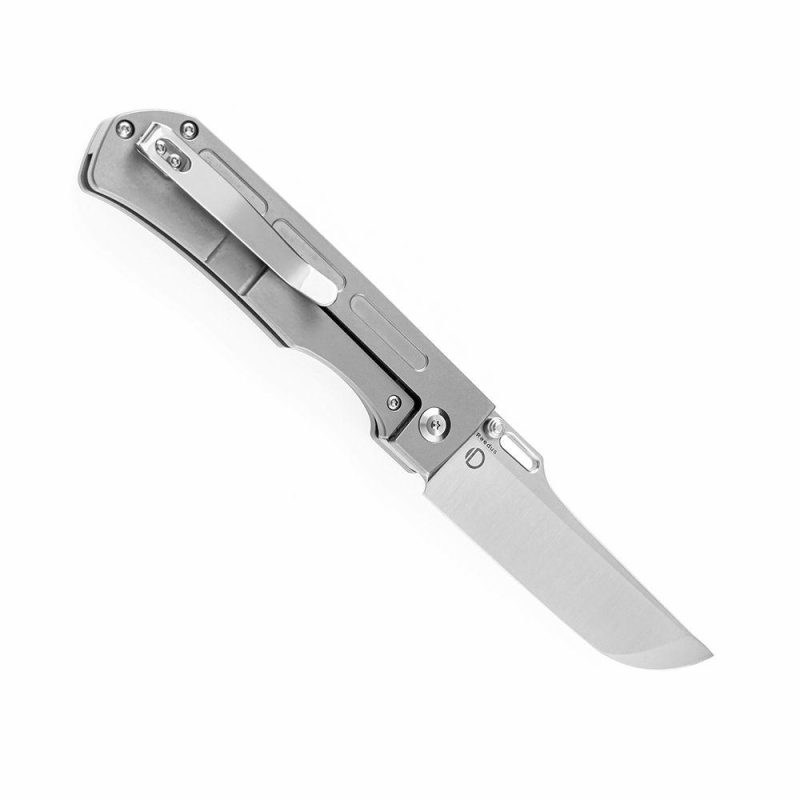 Reedus K1041A2 Satin CPM-S35VN Plain Titanium Handle with D.O.C.K. Design Gray | Folding Pocket Knives